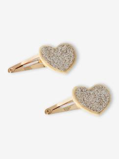 -Pack de 2 pinzas con corazones brillantes para niña