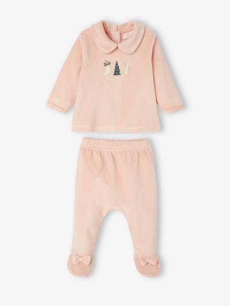 Ecorresponsables-Bebé-Pijamas-Pijama navideño 2 prendas de terciopelo para bebé