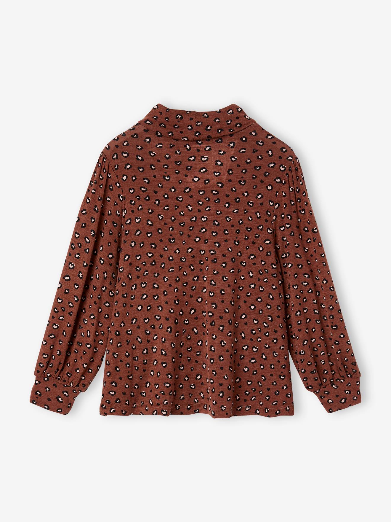 Camiseta de cuello alto con estampado para niña beige maquillaje -  Vertbaudet