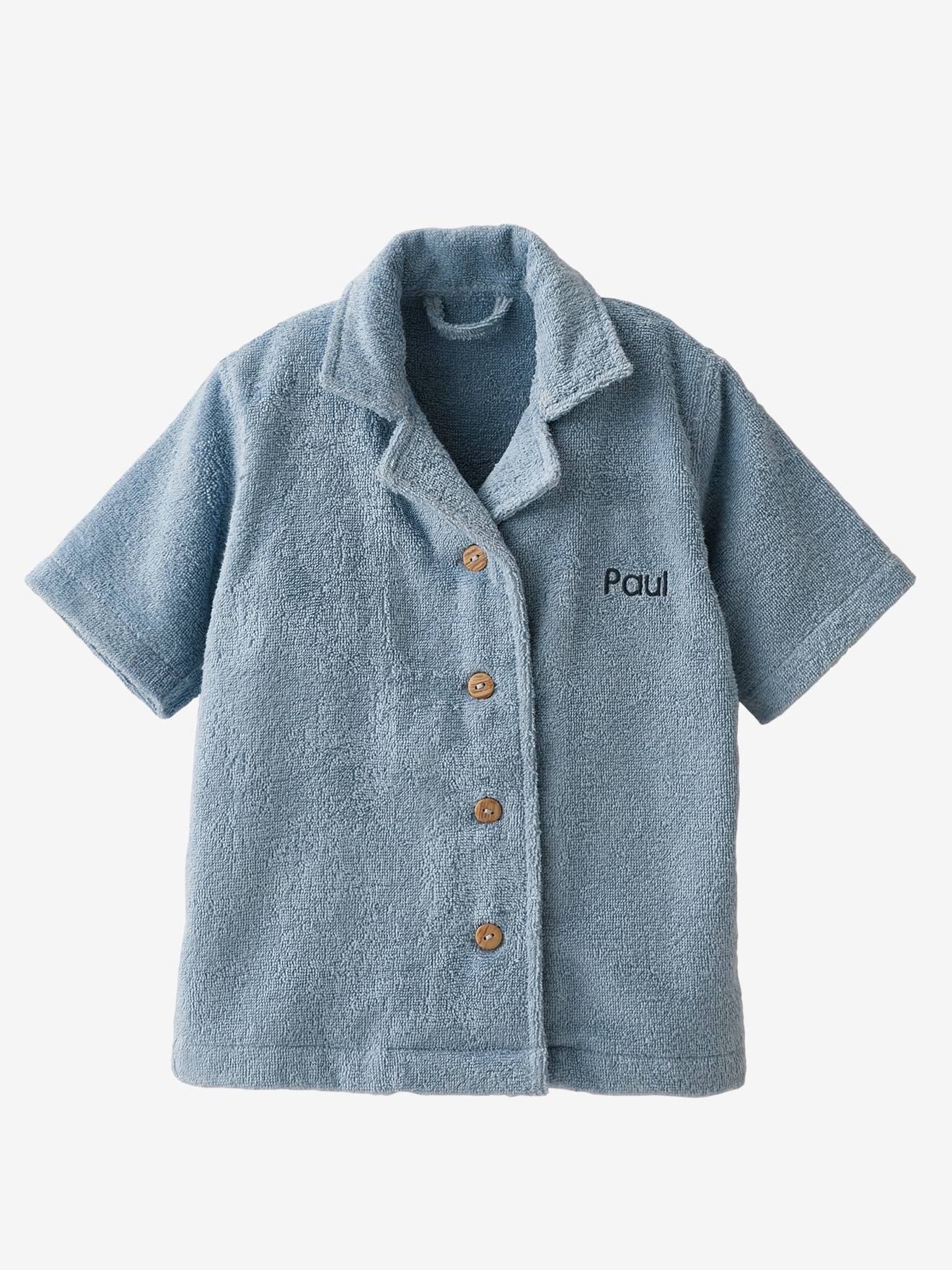Albornoz estilo blusa personalizable de algodón reciclado para bebé - beige