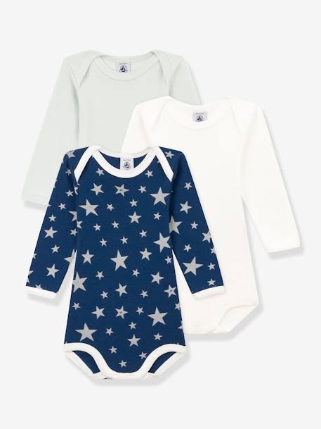 Bebé-Bodies-Pack de 3 bodies de manga larga con estrellas fosforescentes - PETIT BATEAU