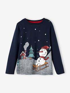 Niño-Camisetas y polos-Camisetas-Camiseta de Navidad con motivo de hombre de nieve para niño