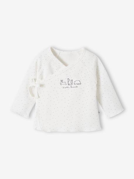Bebé-Camisetas-Camisetas-Chaqueta cruzada de algodón orgánico para bebé recién nacido