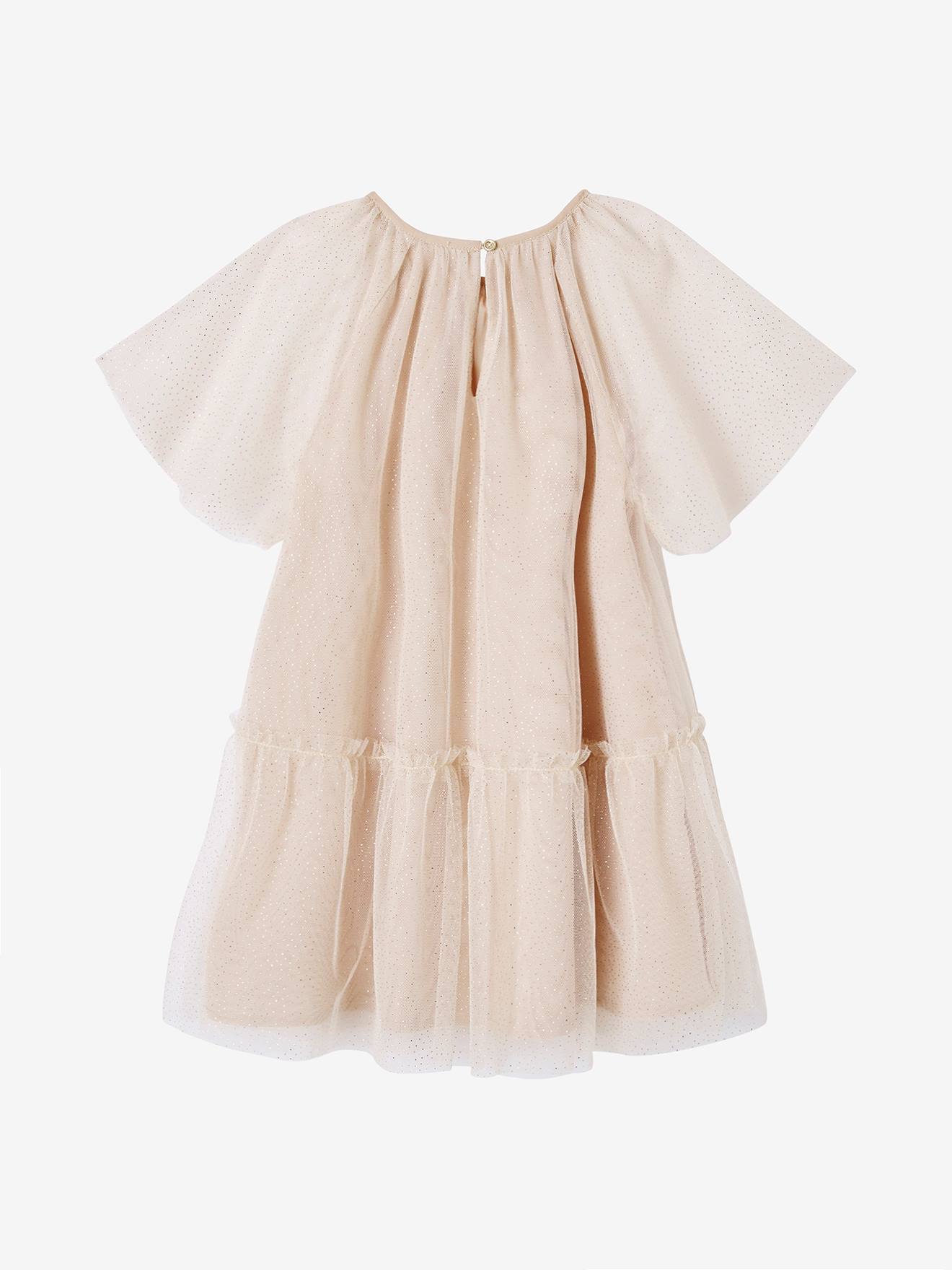 Vestido tejido con discount tul para niña