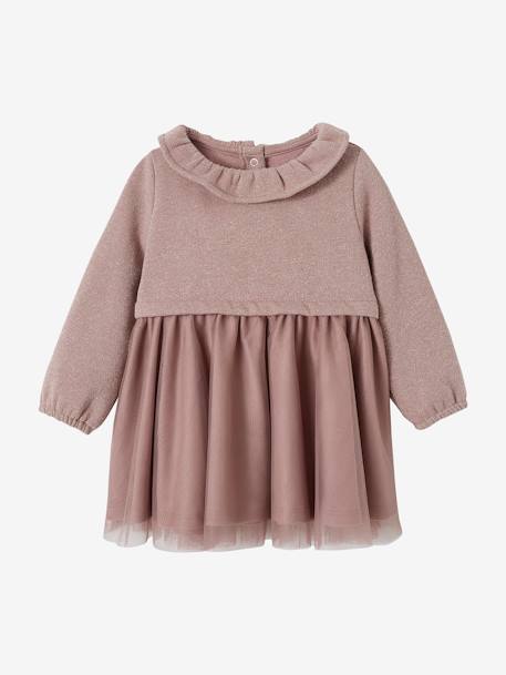 Bebé-Vestidos, faldas-Vestido de fiesta 2 en 1 para bebé niña de felpa irisada y tul