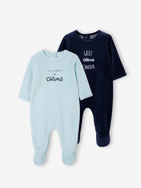 Ecorresponsables-Bebé-Pijamas-Pack de 2 peleles de terciopelo para bebé - BASICS
