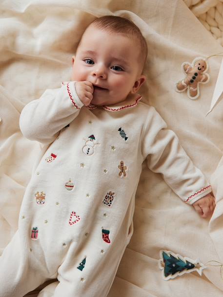 Ecorresponsables-Bebé-Pijamas-Pijama navideño bordado de terciopelo para bebé