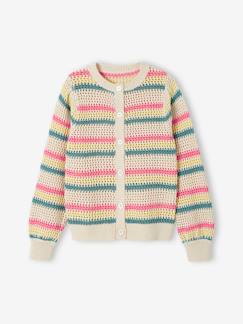 Niña-Jerséis, chaquetas de punto, sudaderas-Chaqueta a rayas de punto fantasía para niña