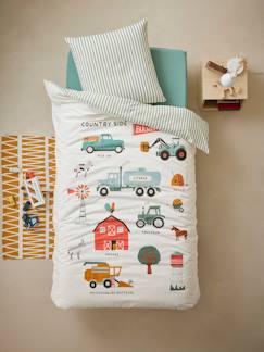 Ecorresponsables-Textil Hogar y Decoración-Conjunto de funda nórdica + funda de almohada infantil con algodón reciclado COSECHA