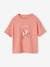 Camiseta estampada de punto con relieve para niña amarillo pastel+coral 