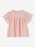 Blusa estampada de gasa de algodón orgánico para niña con mangas tipo mariposa crudo+rosa 