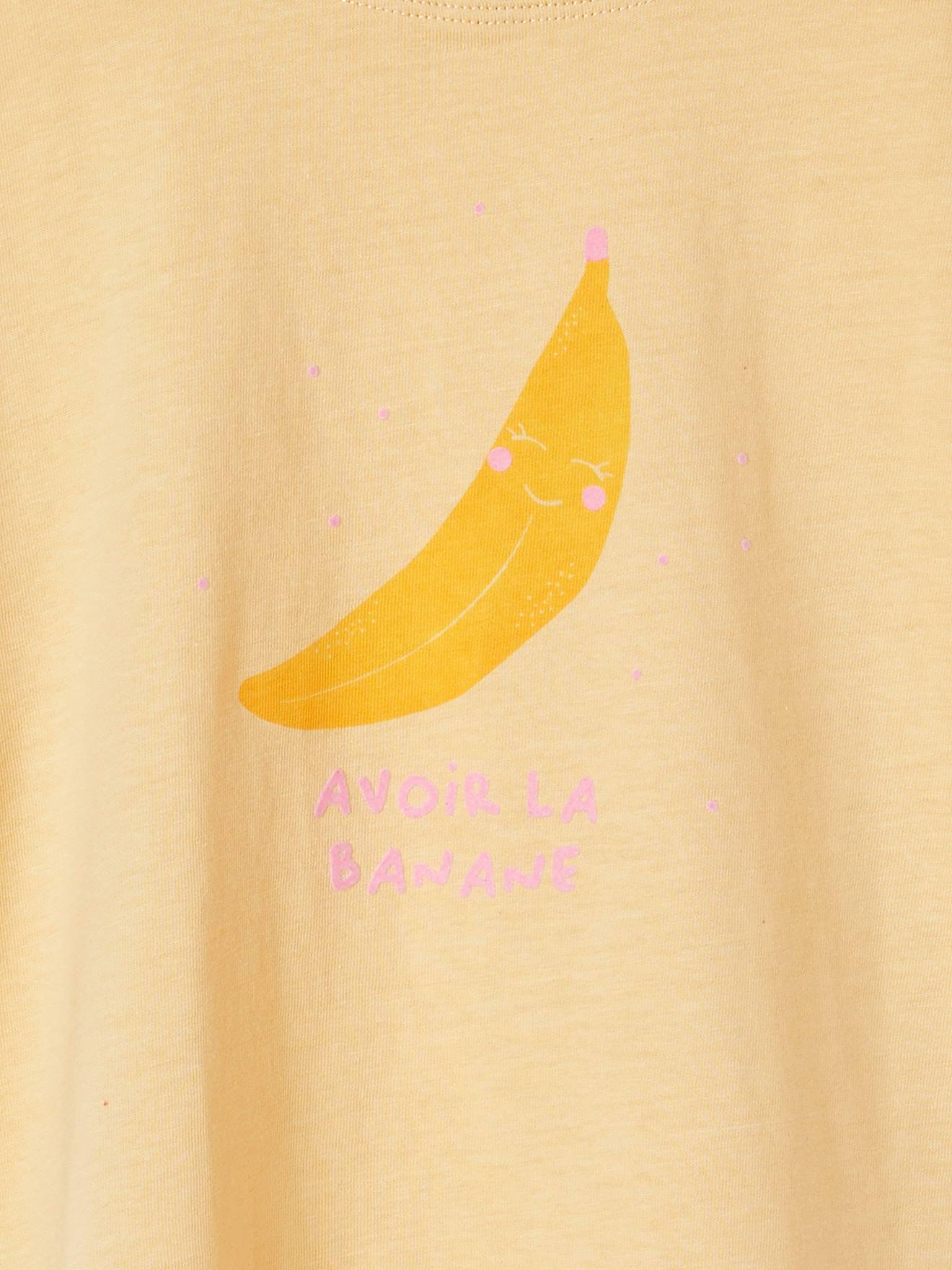 Camiseta motivo pop niña de manga corta con vuelta amarillo pálido