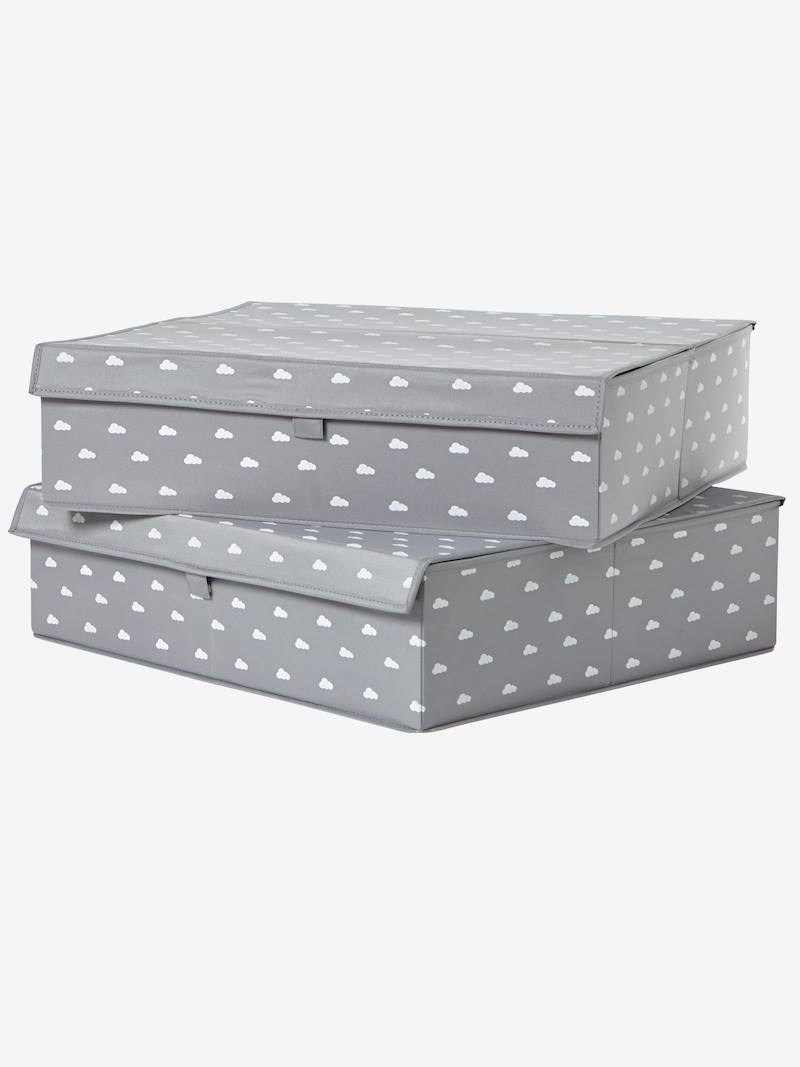 Caja de almacenaje para colocar bajo la cuna gris - Vertbaudet