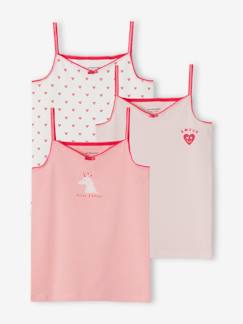 Niña-Pack de 3 camisetas de tirantes de algodón orgánico con corazones y unicornios para niña