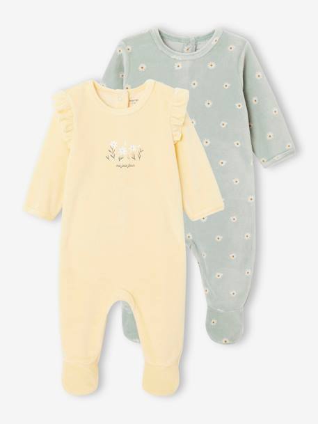 Ecorresponsables-Bebé-Pijamas-Pack de 2 pijamas para bebé de terciopelo