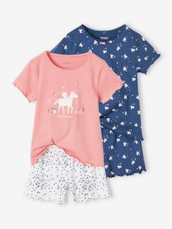 -Pack de 2 pijamas con short con unicornios para niña