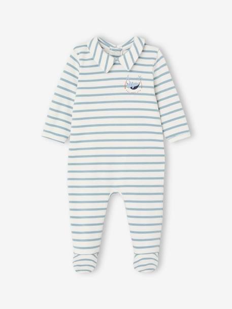 Pijama a rayas de interlock para bebé