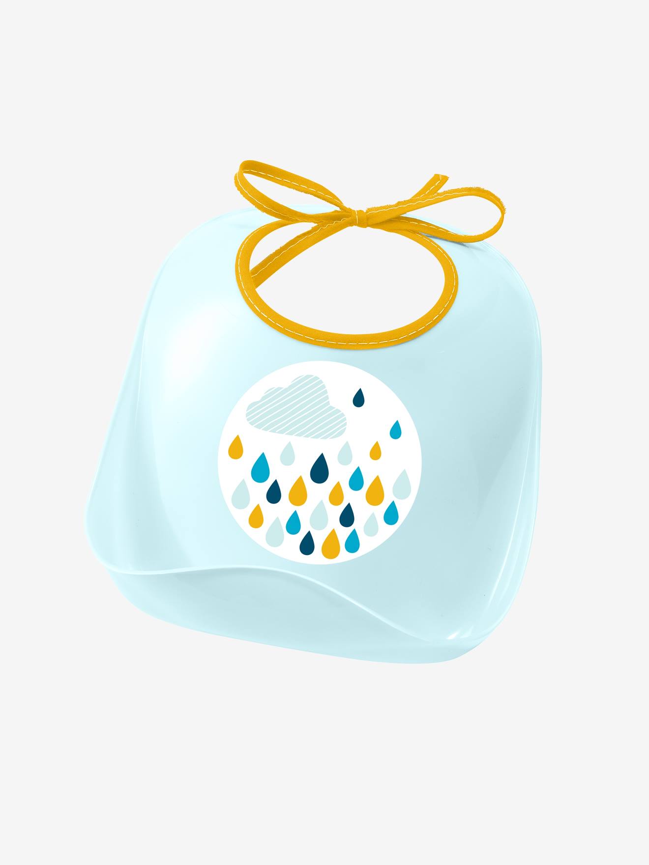 Image of Babero de aprendizaje 1ª edad BEABA azul claro liso con motivos 7032301126390