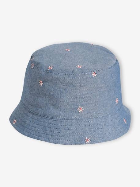 Bebé-Accesorios-Sombreros-Sombrero bob denim con flores bordadas para bebé niña