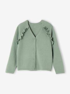 Niña-Jerséis, chaquetas de punto, sudaderas-Chaquetas de punto-Chaqueta de punto con volantes, para niña