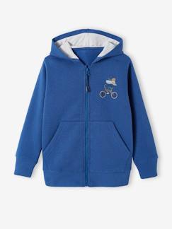 Niño-Jerséis, chaquetas de punto, sudaderas-Sudadera deportiva con cremallera, capucha y cresta fantasía