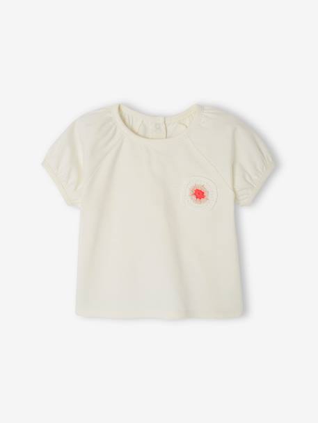 Bebé-Camisetas-Camisetas-Camiseta con motivo de flor de ganchillo para bebé