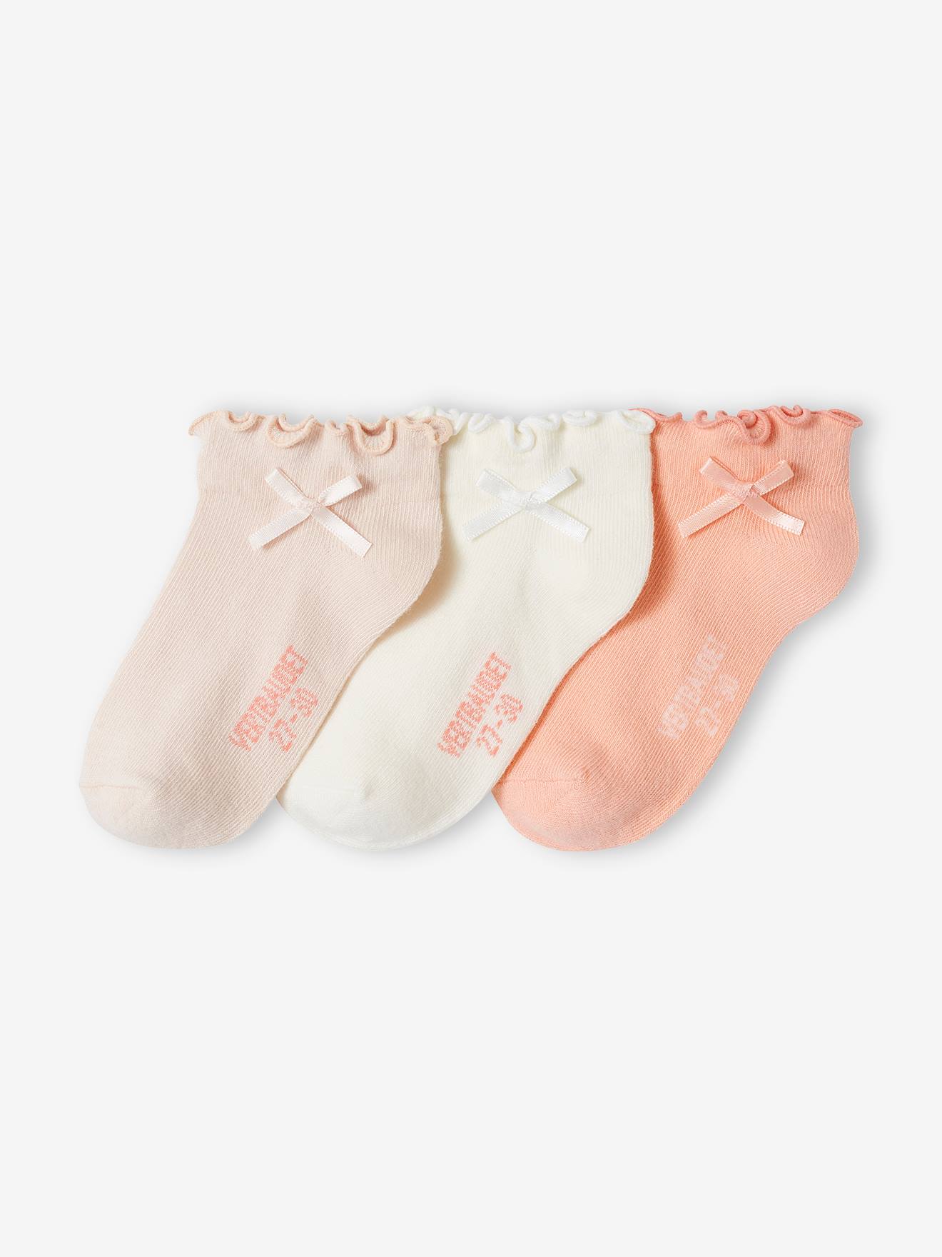 Pack de 3 pares de calcetines medianos deportivos, niña blanco claro  bicolor/multicolo - Vertbaudet