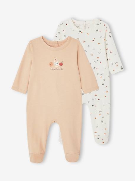Ecorresponsables-Bebé-Pijamas-Pack de 2 pijamas de punto estampado para bebé recién nacido
