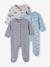 Pack de 3 pijamas para bebé de interlock con abertura para recién nacido azul oscuro 