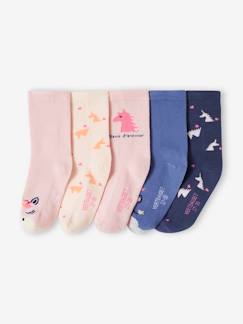 OEKO-TEX®-Pack de 5 pares de calcetines con unicornios y corazones para niña