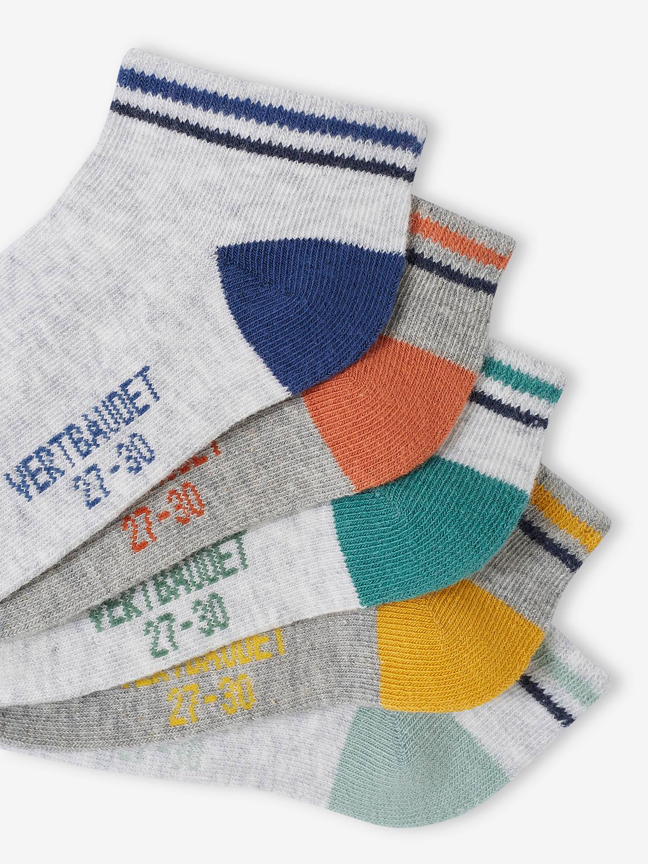 Pack de 5 pares de calcetines cortos para niño BASICS gris jaspeado -  Vertbaudet