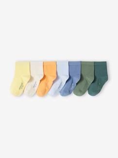 -Pack de 7 pares de calcetines lisos de colores para niño
