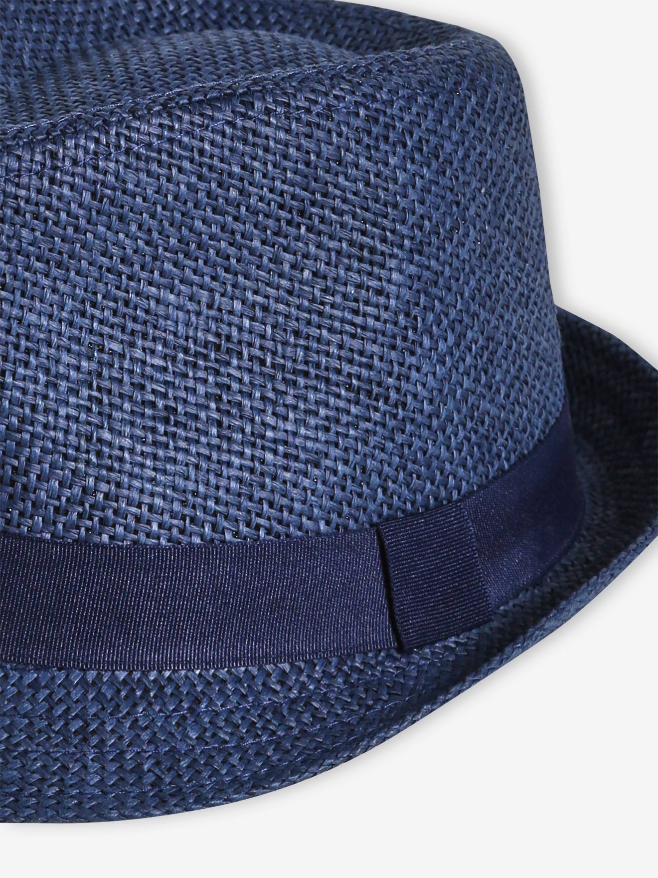 Sombrero panamá aspecto paja, para niño azul - Vertbaudet