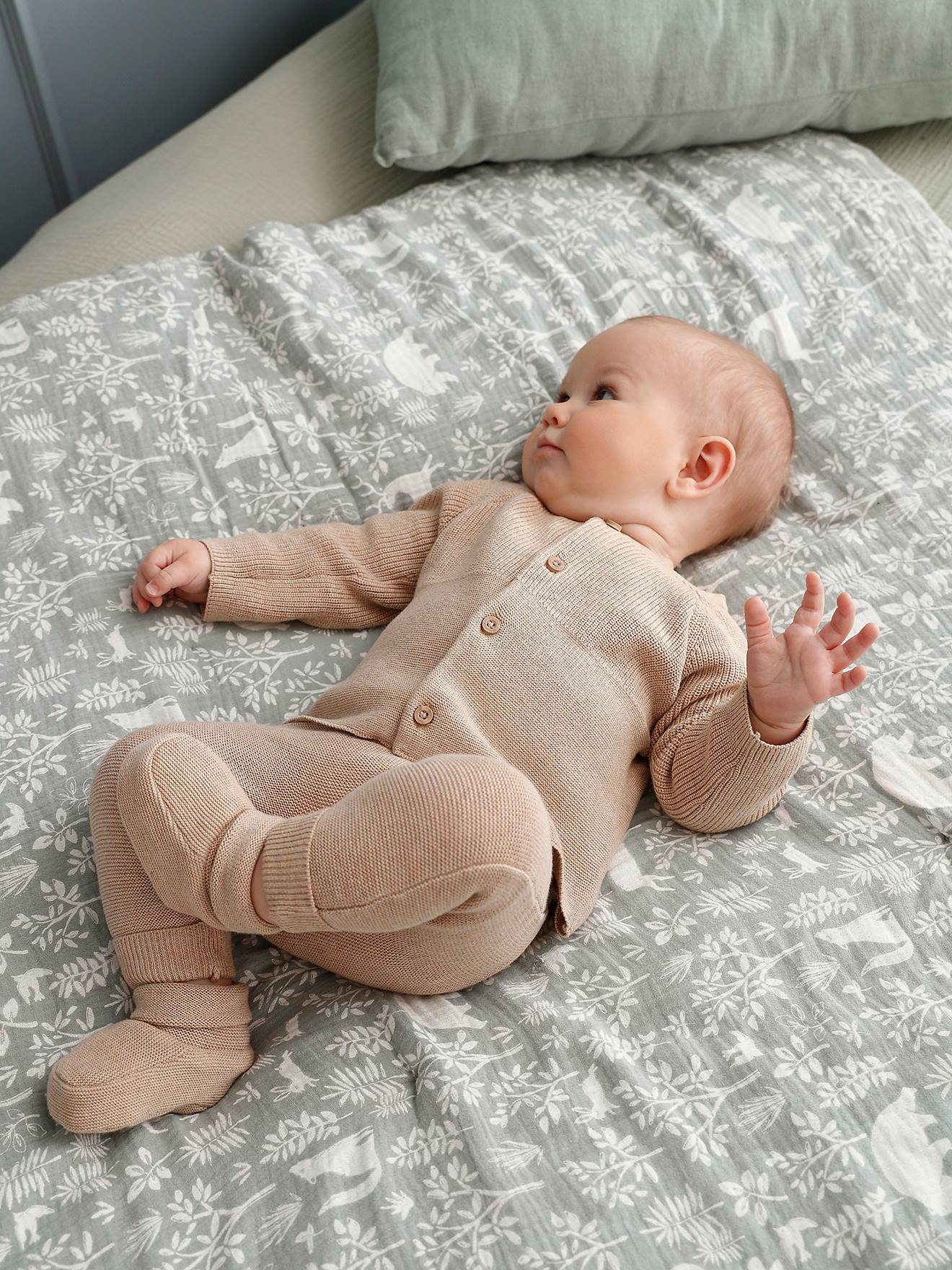 Conjunto 3 prendas de punto tricot: chaqueta, pantalón y patucos para bebé  recién nacido beige jaspeado - Vertbaudet