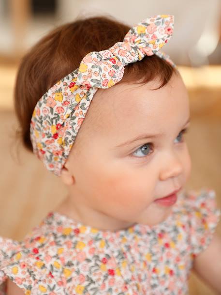 Conjunto de mono + cinta del pelo estampados para bebé niña azul claro+azul marino+caramelo+rosa estampado+VERDE MEDIO ESTAMPADO 