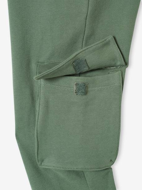Pantalón jogging con bolsillo cargo para niño gris jaspeado+verde sauce 