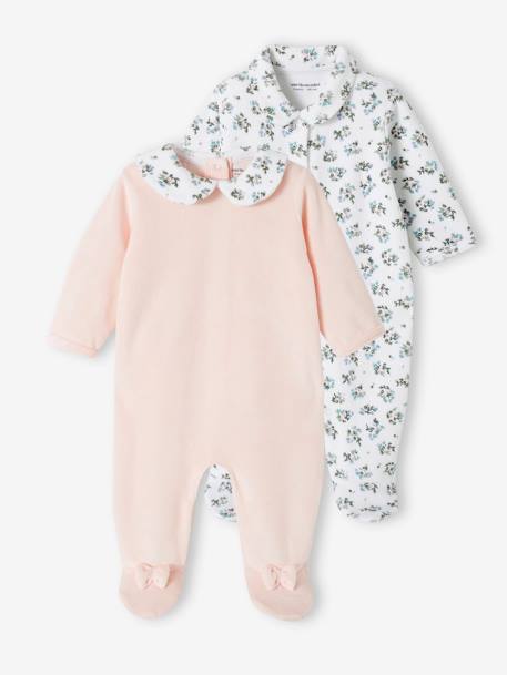 Ecorresponsables-Bebé-Pijamas-Pack de 2 peleles de terciopelo para bebé