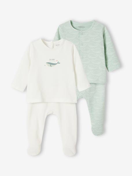 Ecorresponsables-Bebé-Pijamas-Pack de 2 pijamas de 2 prendas de punto para bebé