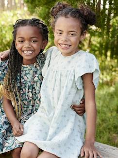 Niña-Vestidos-Vestido con estampado de flores de gasa de algodón para niña