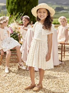 Vestido de ceremonia de tul bordado de flores para niña