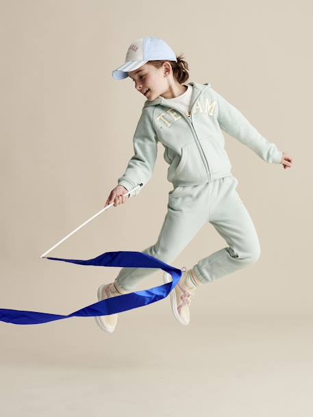 Sudadera deportiva con cremallera y capucha con motivo «Team» para niña azul marino+verde+verde agua 