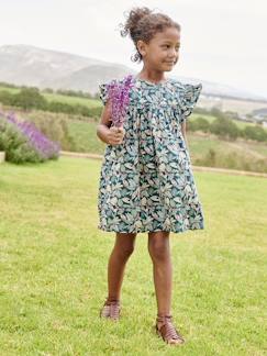 Niña-Vestidos-Vestido de manga corta con estampado y volantes para niña