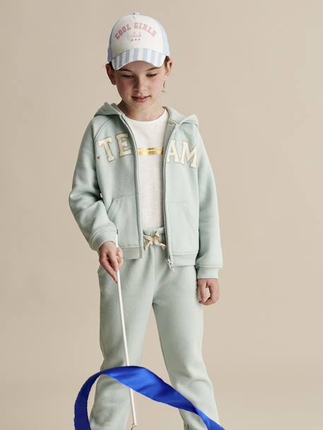 Sudadera deportiva con cremallera y capucha con motivo «Team» para niña azul marino+verde+verde agua 