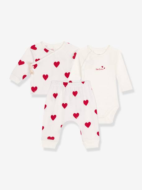 Bebé-Conjuntos-Conjunto de 3 prendas con estampado corazón PETIT BATEAU