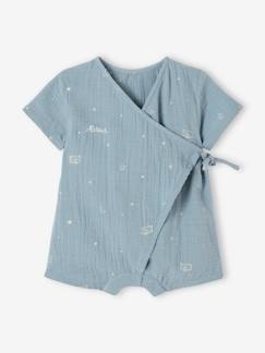 Pijama con short para bebé personalizable de gasa de algodón