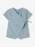 Pijama con short para bebé personalizable de gasa de algodón azul grisáceo+crudo 
