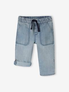 Niño-Pantalón pesquero de denim indestructible y transformable en bermudas, para niño