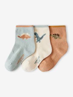 -Pack de 3 pares de calcetines con dinosaurios para bebé niño