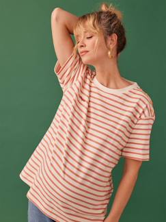 camisetas-Ropa Premamá-Camiseta para embarazo a rayas bordado "parfaite" de algodón orgánico ENVIE DE FRAISE