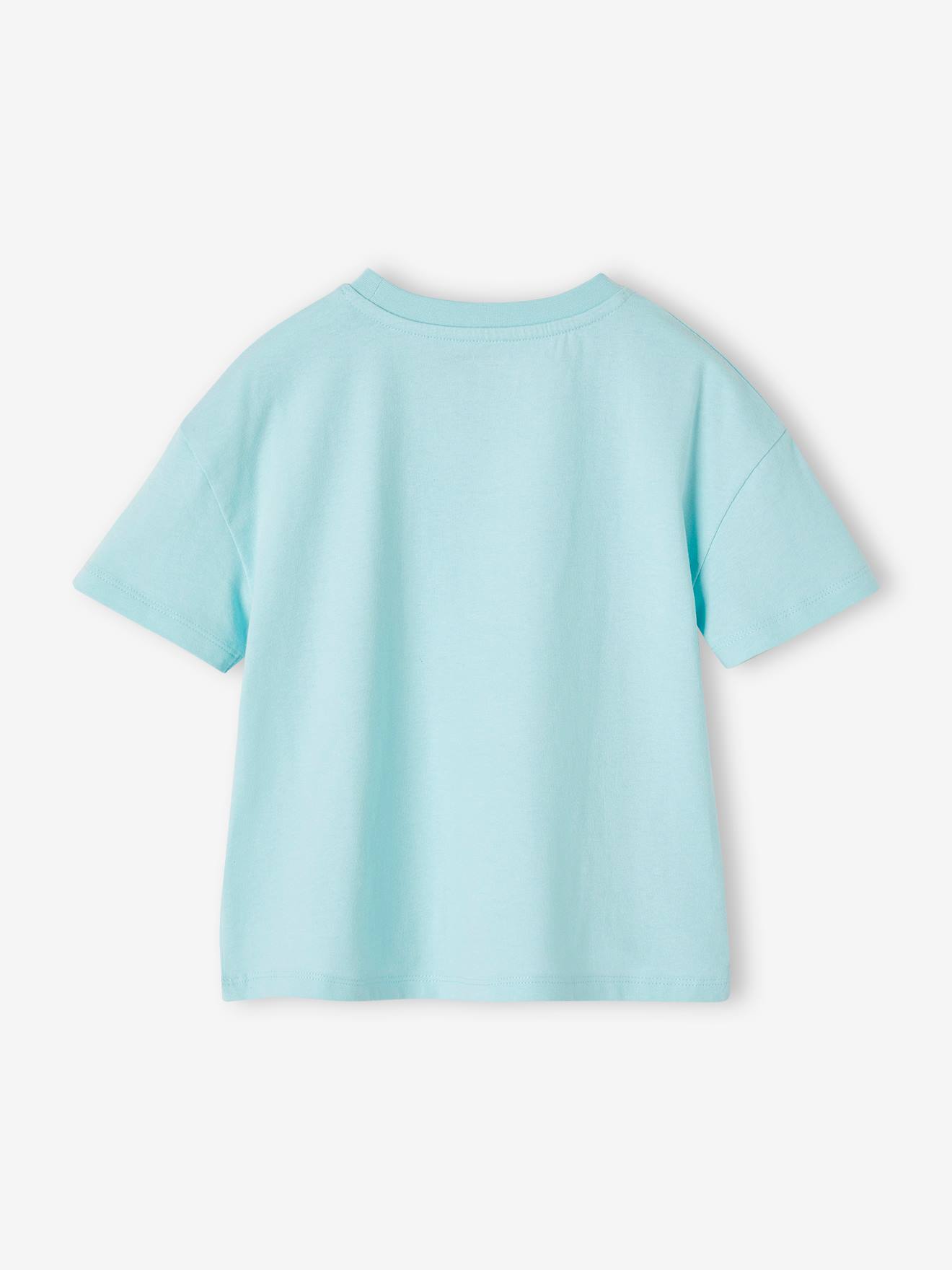 Camiseta lisa Basics de manga corta para niña rosa chicle - Vertbaudet